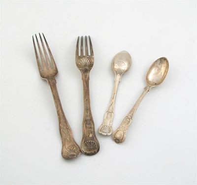 Appraisal: Kings pattern a set of six George III tableforks union