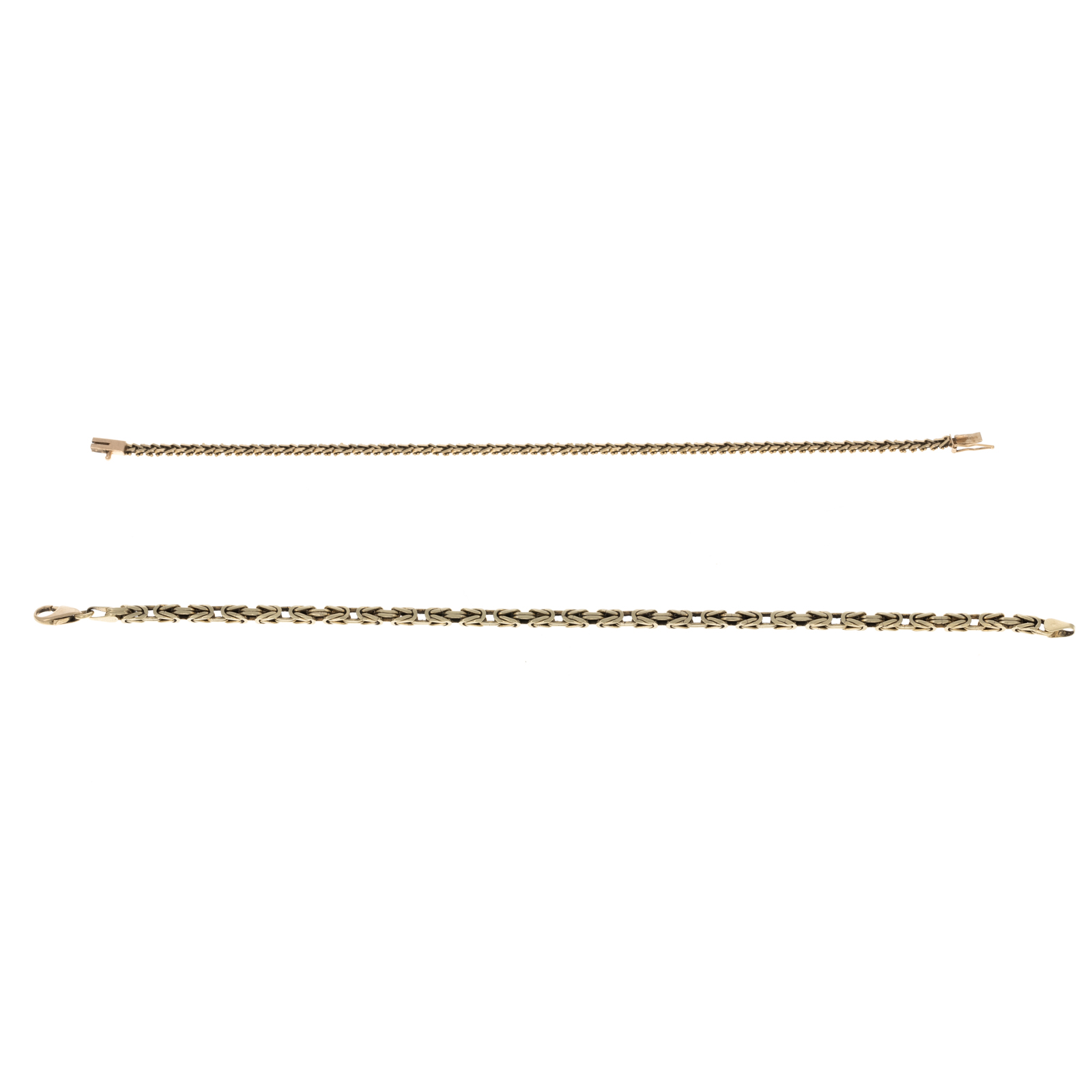 Appraisal: A PAIR OF BYZANTINE V LINK BRACELETS K yellow gold