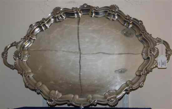 Appraisal: A George V silver two handled tray of shaped oval