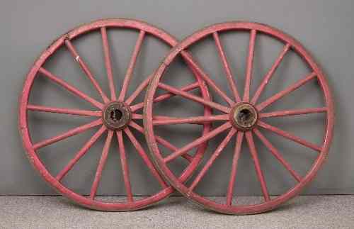 Appraisal: A pair of late th Century red painted wood and