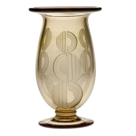 Appraisal: Andre Delatte Acid Etched Glass Footed Vase Estimate -