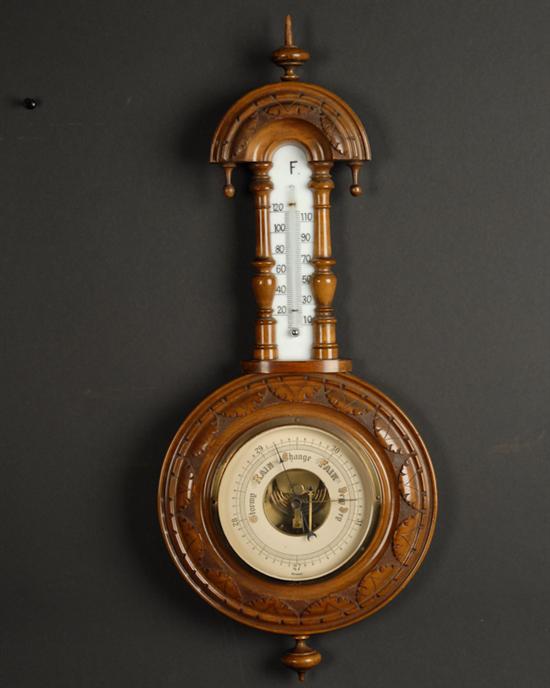 Appraisal: A L th C German Aneroid Barometer Thermometer by unknown