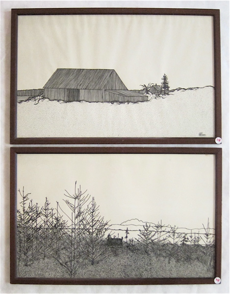 Appraisal: ART HANSEN TWO PEN AND INK DRAWINGS Washington born A