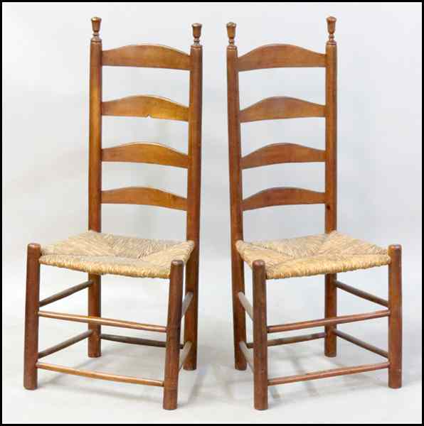 Appraisal: PAIR OF AMERICAN LADDER BACK SIDE CHAIRS H '' W