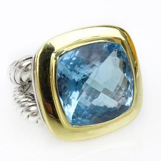 Appraisal: David Yurman Cushion Cut Blue Topaz Karat Yellow Gold and