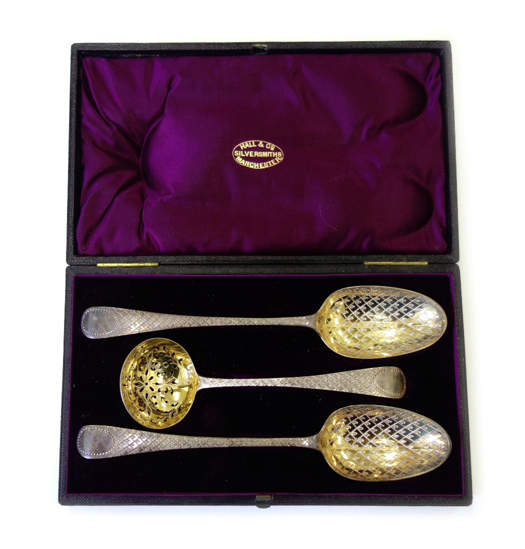 Appraisal: A cased pair of George III silver Old English pattern