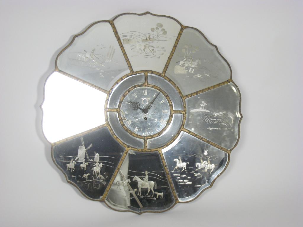 Appraisal: A 's mirrored Wall Clock having circular dial enclosed by