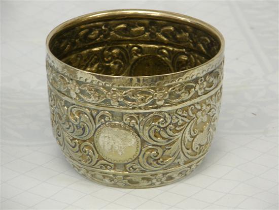 Appraisal: Victorian silver bowl with three bands of embossed bird floral