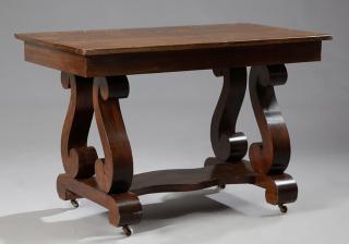 Appraisal: American Classical Revival Carved Mahogany Library Table early th c