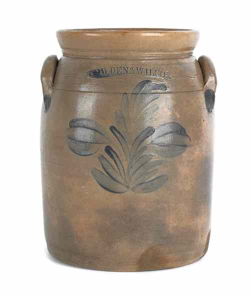 Appraisal: Pennsylvania stoneware crock th c impressed Cowden Wilcox h Provenance