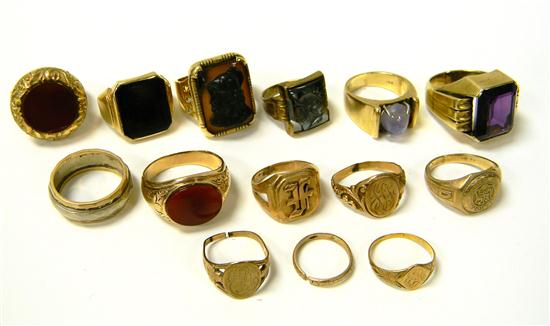 Appraisal: JEWELRY FOURTEEN GOLD RINGS K yellow gold gray star sapphire