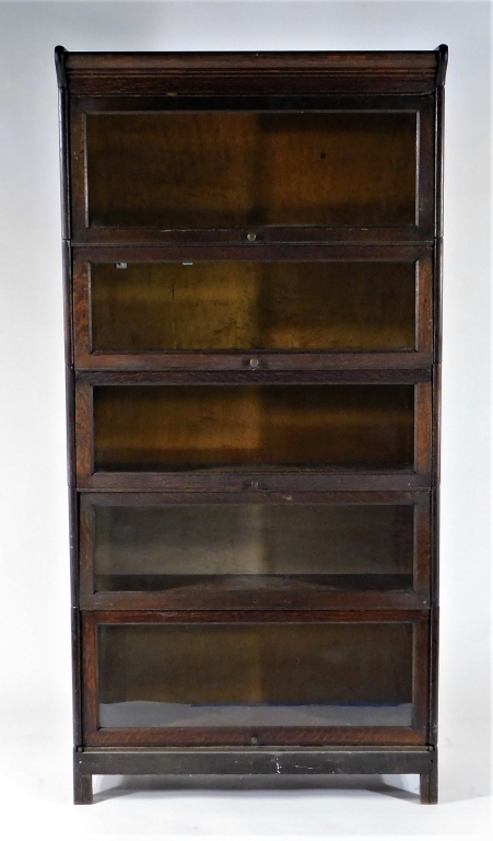 Appraisal: AMERICAN MISSION OAK TIER BARRISTER BOOKCASE Michigan Early th CenturyFive