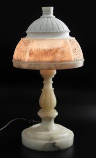 Appraisal: C Italian Carved Alabaster Scenic Table Lamp ITALY CIRCA An