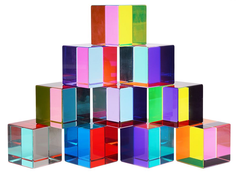 Appraisal: Vasa Velizar Mihich Acrylic Cubes Vasa Velizar Mihich Born laminated