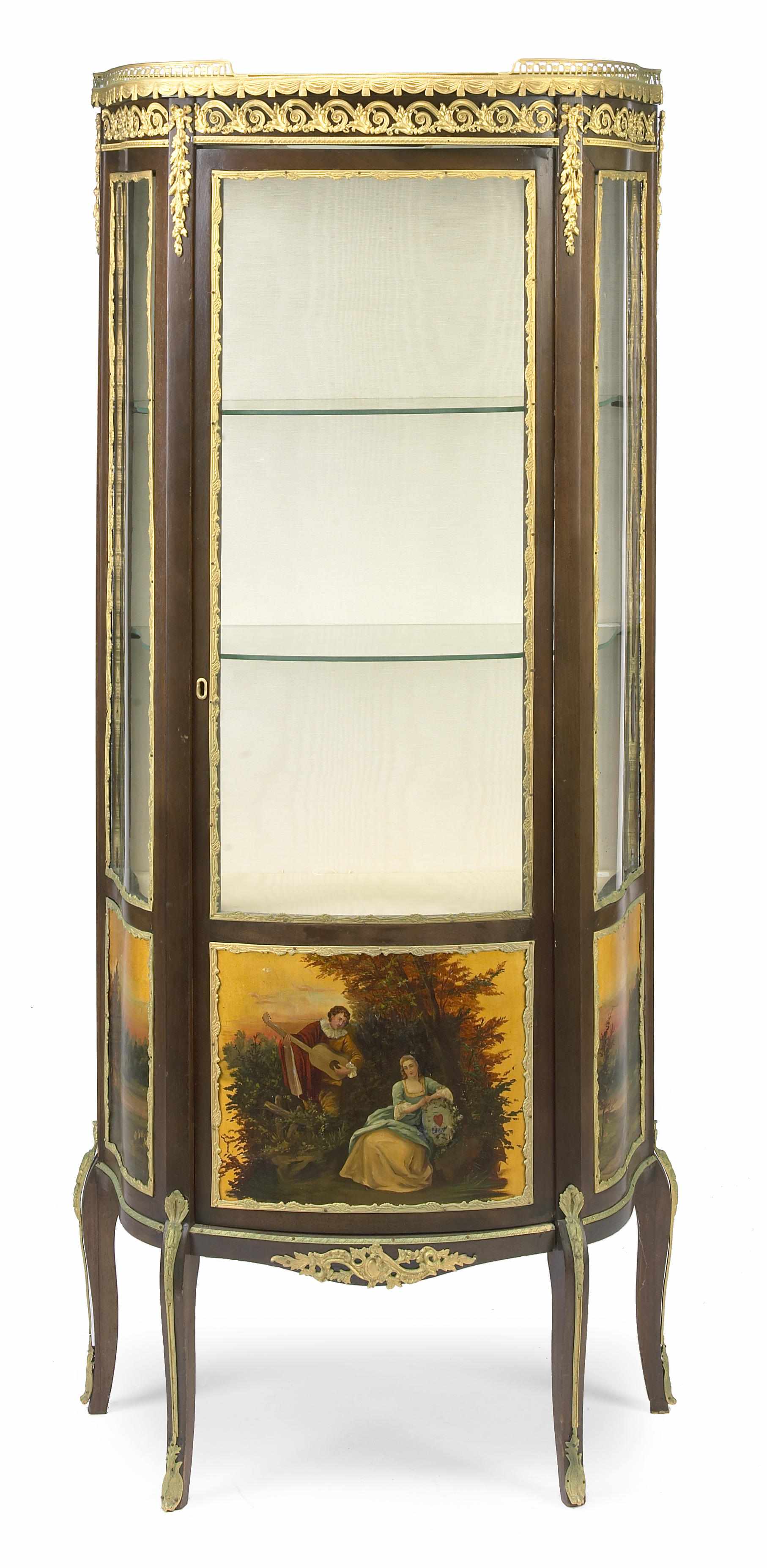 Appraisal: A Louis XV style Vernis Martin gilt metal mounted mahogany