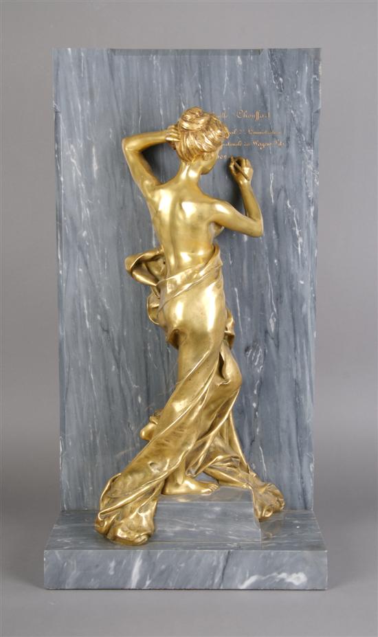 Appraisal: A French Gilt Bronze and Marble Sculpture Alfred Boucher Height