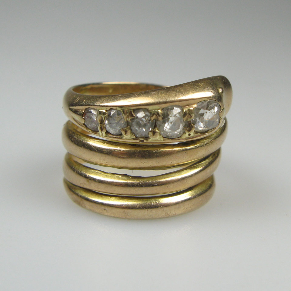 Appraisal: k Yellow Gold Ring formed as a coiled serpent and