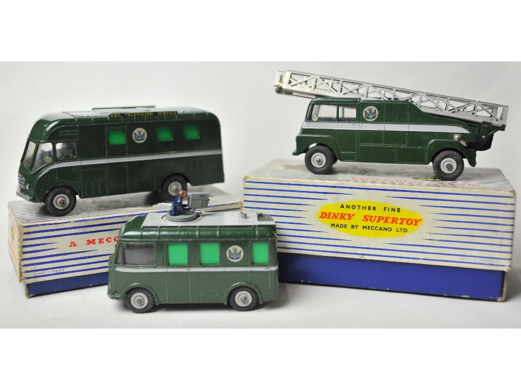 Appraisal: Lot comprising three Dinky BBC television models - extending mast