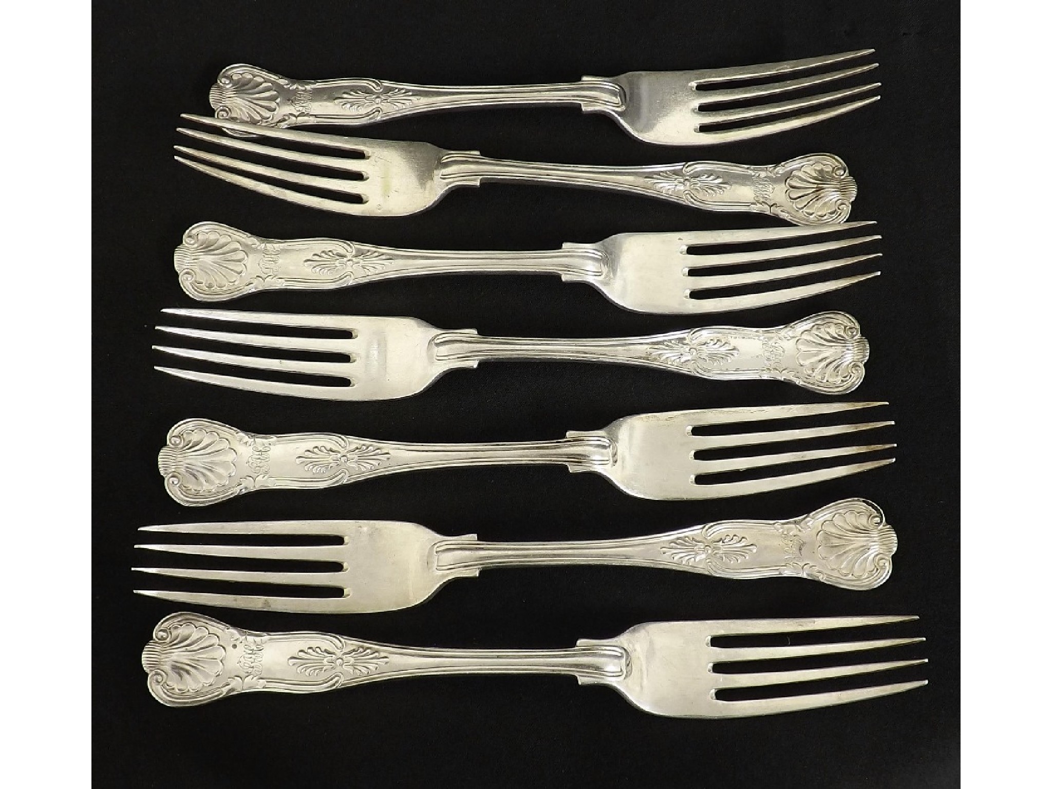 Appraisal: Set of seven Walker Hall silver Kings pattern table forks