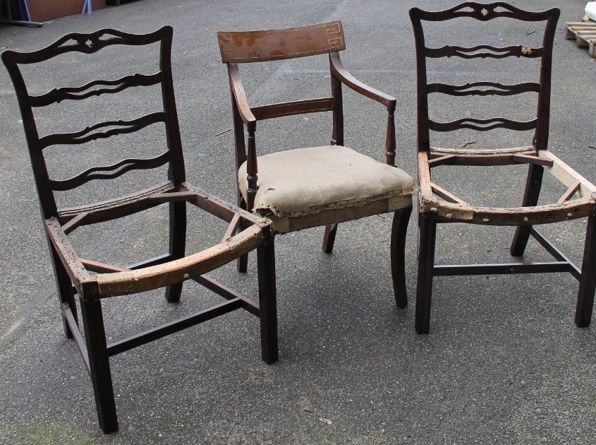 Appraisal: A Regency mahogany carver chair with fluted arms and gilt