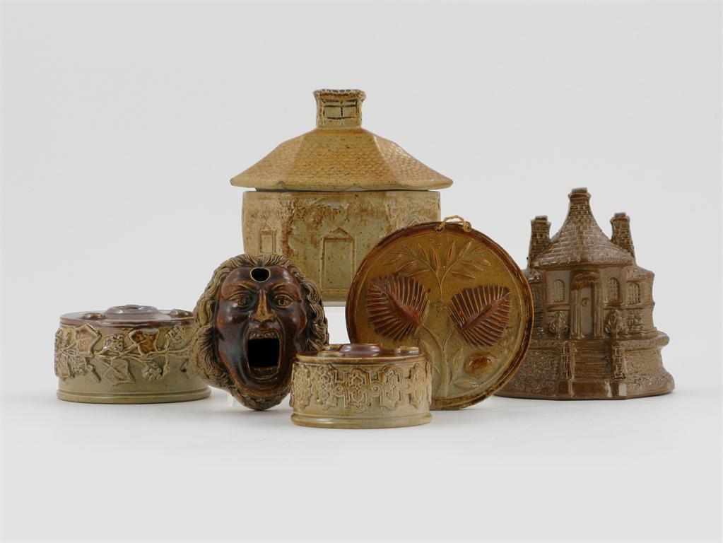 Appraisal: Three brown stoneware inkwells