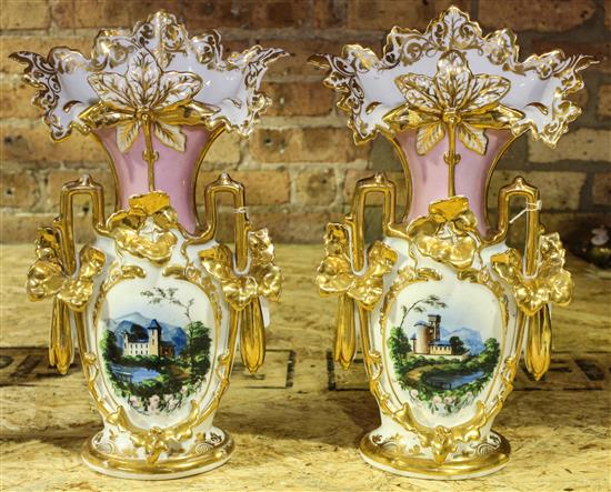 Appraisal: Sale Lot A Pair of Porcelain Mantle Vases Height of