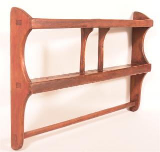 Appraisal: Softwood Hanging Shelf with Spoon Rack Softwood Hanging Shelf with