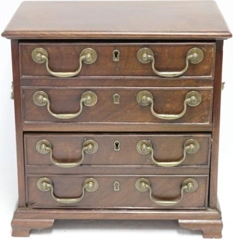 Appraisal: MINIATURE CHIPPENDALE STYLE DRAWER CHEST INDIAN BRITISH COLONIAL PERIOD TH