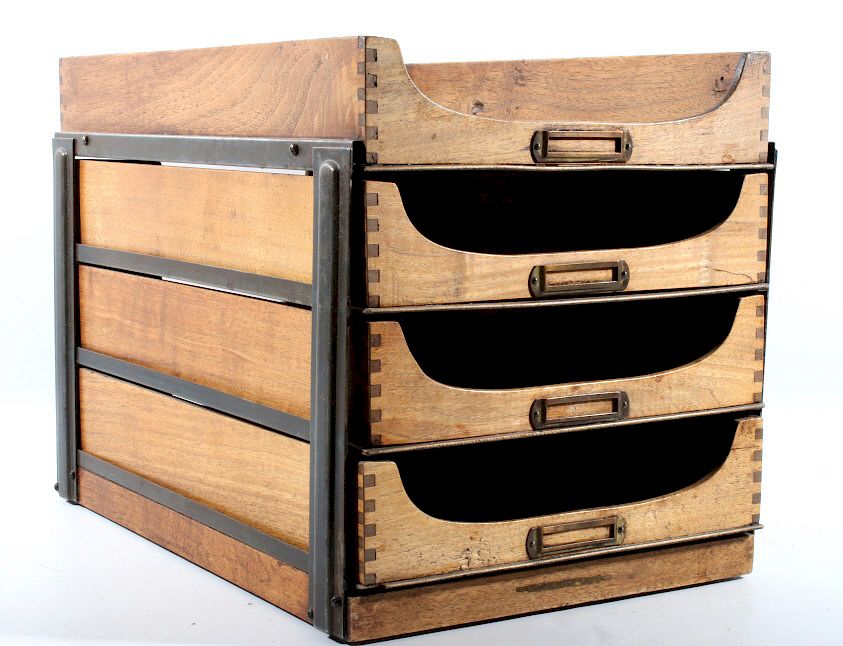 Appraisal: Automatic File Index Co Oak Stacking File Tray Offered in