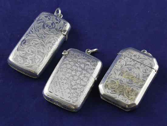 Appraisal: A Victorian silver octagonal vesta case engraved with scrolling foliage