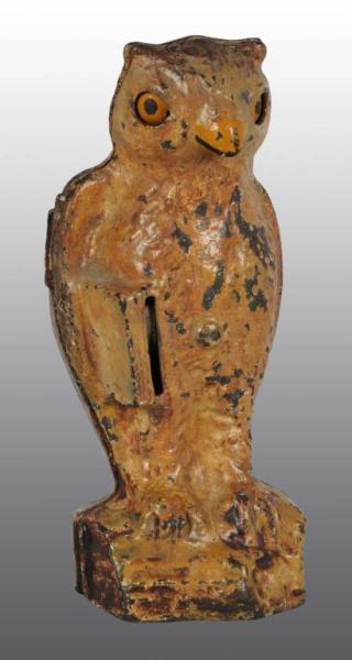 Appraisal: Cast Iron Owl with Slot in Book Mechanical Bank Description