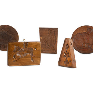 Appraisal: Five Mold Boards Depicting Animals Birds and Stars th th