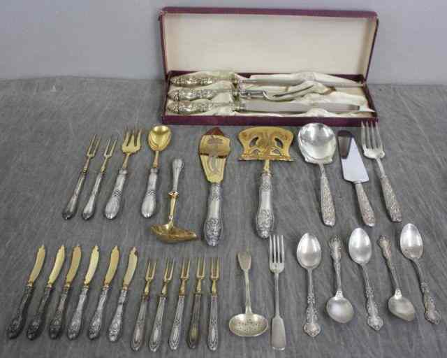 Appraisal: STERLING Handled Assorted Serving Pieces Includes a boxed piece carving