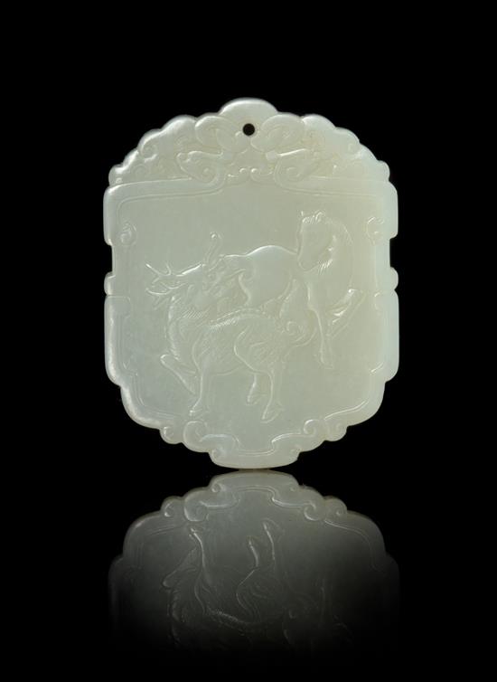 Appraisal: Sale Lot A White Jade Plaque the even colored stone