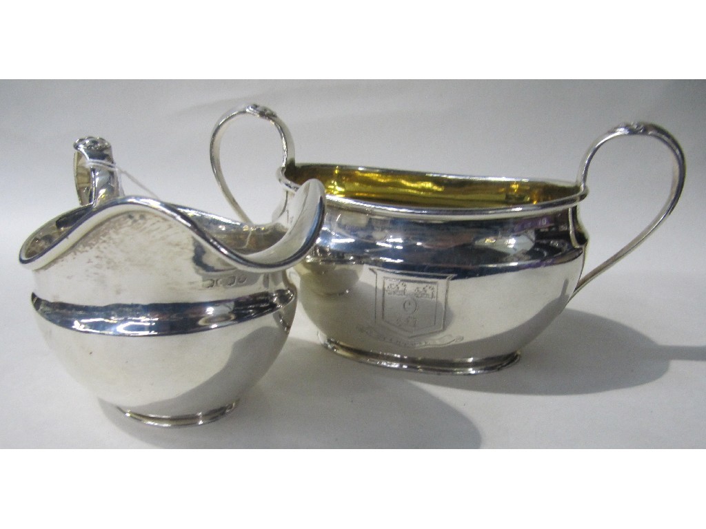 Appraisal: William IV silver cream and sugar London