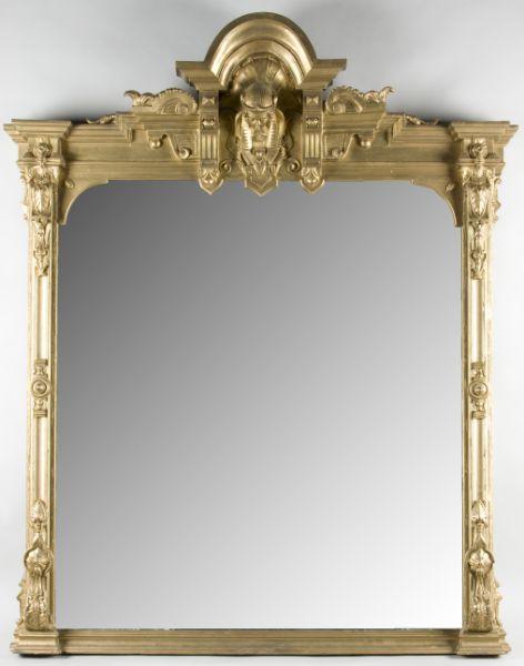 Appraisal: Large Renaissance Revival Parlor Mirror circa having an architectural cornice