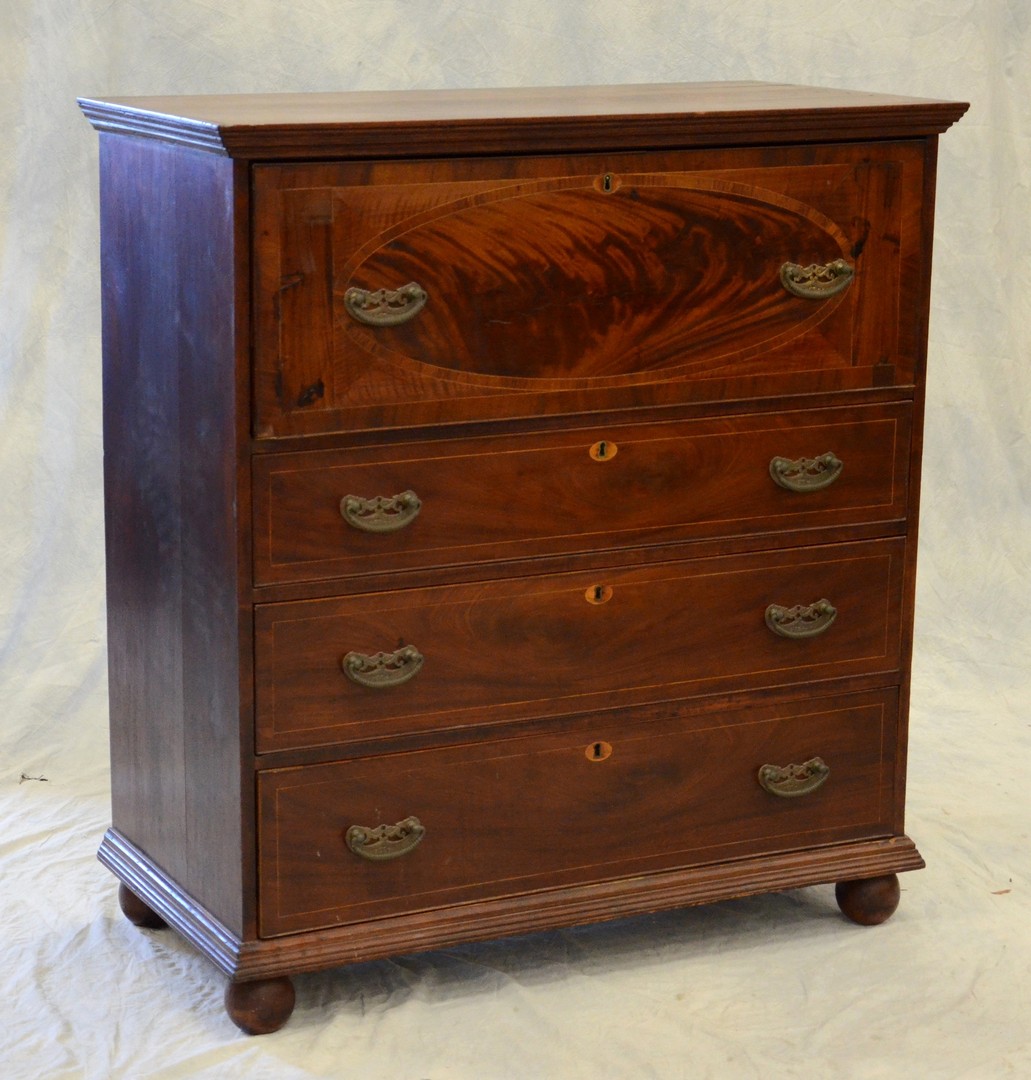 Appraisal: American Federal inlaid mahogany butler's secretary desk top drawer with