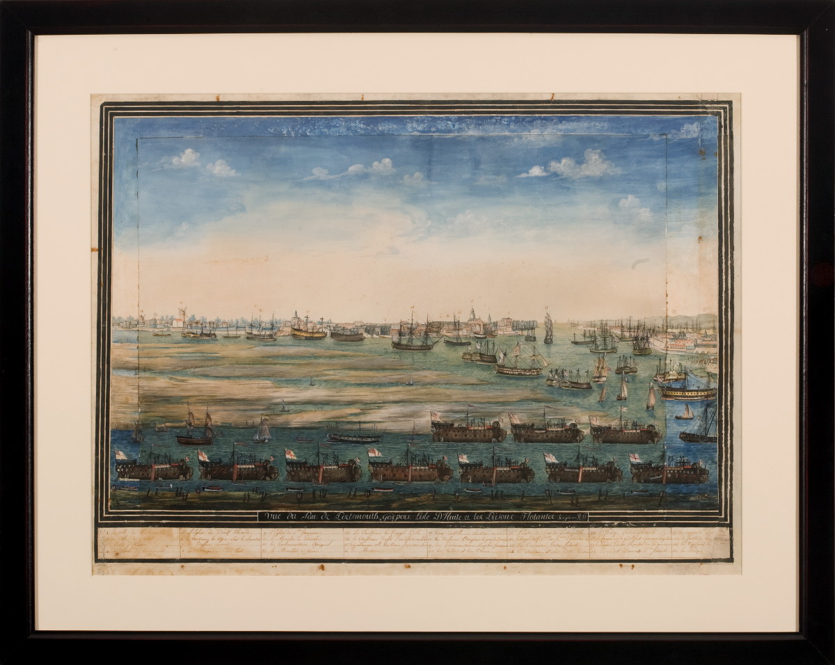 Appraisal: FRENCH VIEW OF THE PORT OF PORTSMOUTH JUNE Watercolor on