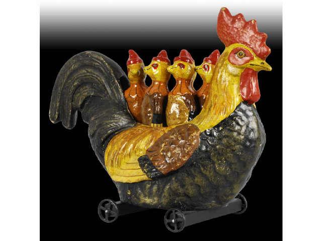 Appraisal: German Paper Mache Rooster Skittles Set Description Minor paint loss