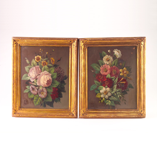 Appraisal: Two two still-life paintings of flowers late th c early