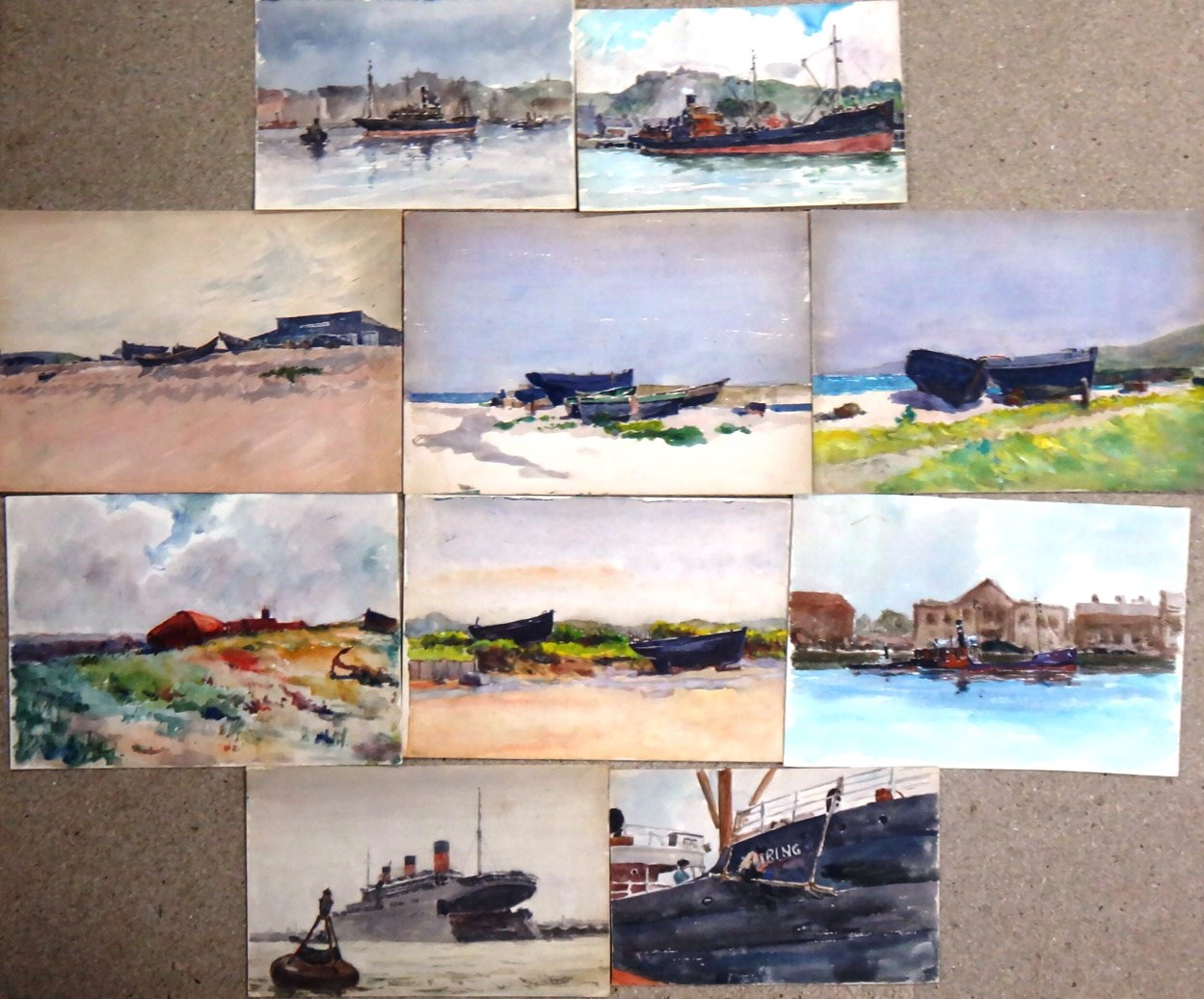 Appraisal: Alexander Brantingham Simpson fl - Vessels in harbour Beached boats