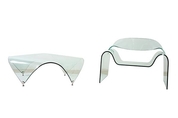 Appraisal: A PAIR OF GLASS GHOST CHAIRS AND TABLE BY CINI