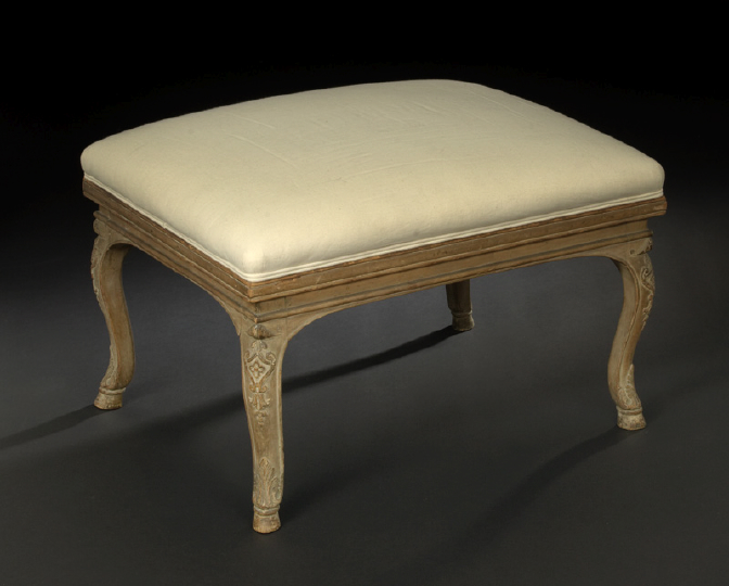 Appraisal: Louis XV-Style Polychromed Stool late th century the padded rectangular