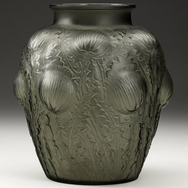 Appraisal: LALIQUE Domremy vase of topaz glass c Two minor flecks