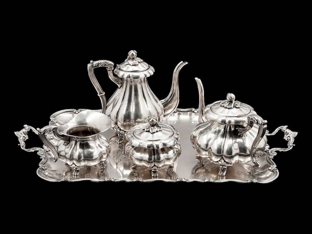 Appraisal: An Italian Silver Five-Piece Tea and Coffee Service An Italian