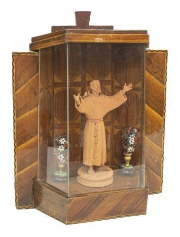 Appraisal: Religious shrine Italian Grasso Riposito terracotta figure of Saint Francis