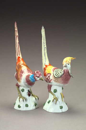 Appraisal: Group of Two Porcelain Birds featuring a large Meissen porcelain