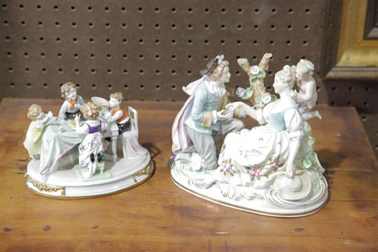 Appraisal: TWO PORCELAIN FIGURE GROUPS Scene of children at a table