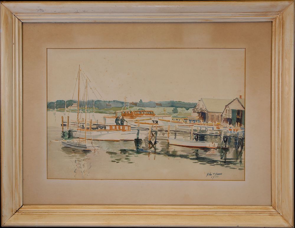 Appraisal: Signed American School Harbor Scene Signed American School Harbor Scene