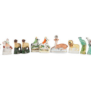 Appraisal: Eleven Glazed Ceramic Animal Figures comprising two earthenware riders with